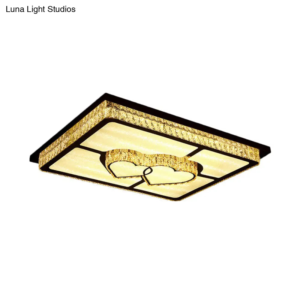 Led Flush Mount Ceiling Lamp With Clear Crystal Stainless Steel Frame - Ideal For Living Room