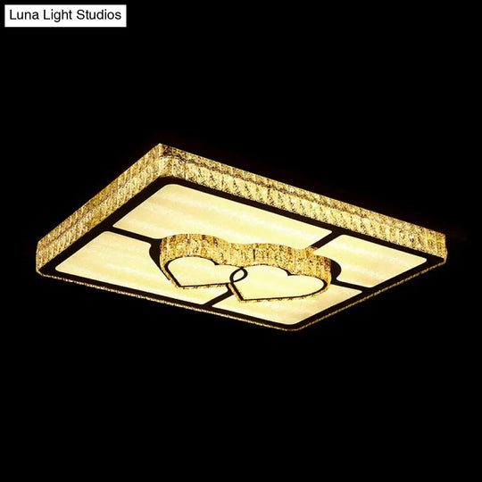 Led Flush Mount Ceiling Lamp With Clear Crystal Stainless Steel Frame - Ideal For Living Room