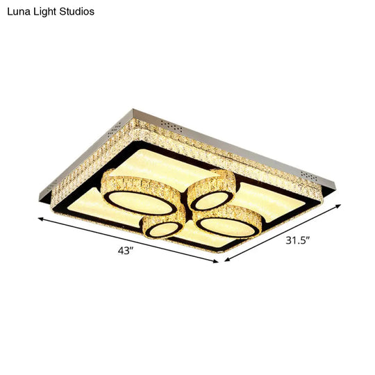 Led Flush Mount Ceiling Lamp With Clear Crystal Stainless Steel Frame - Ideal For Living Room