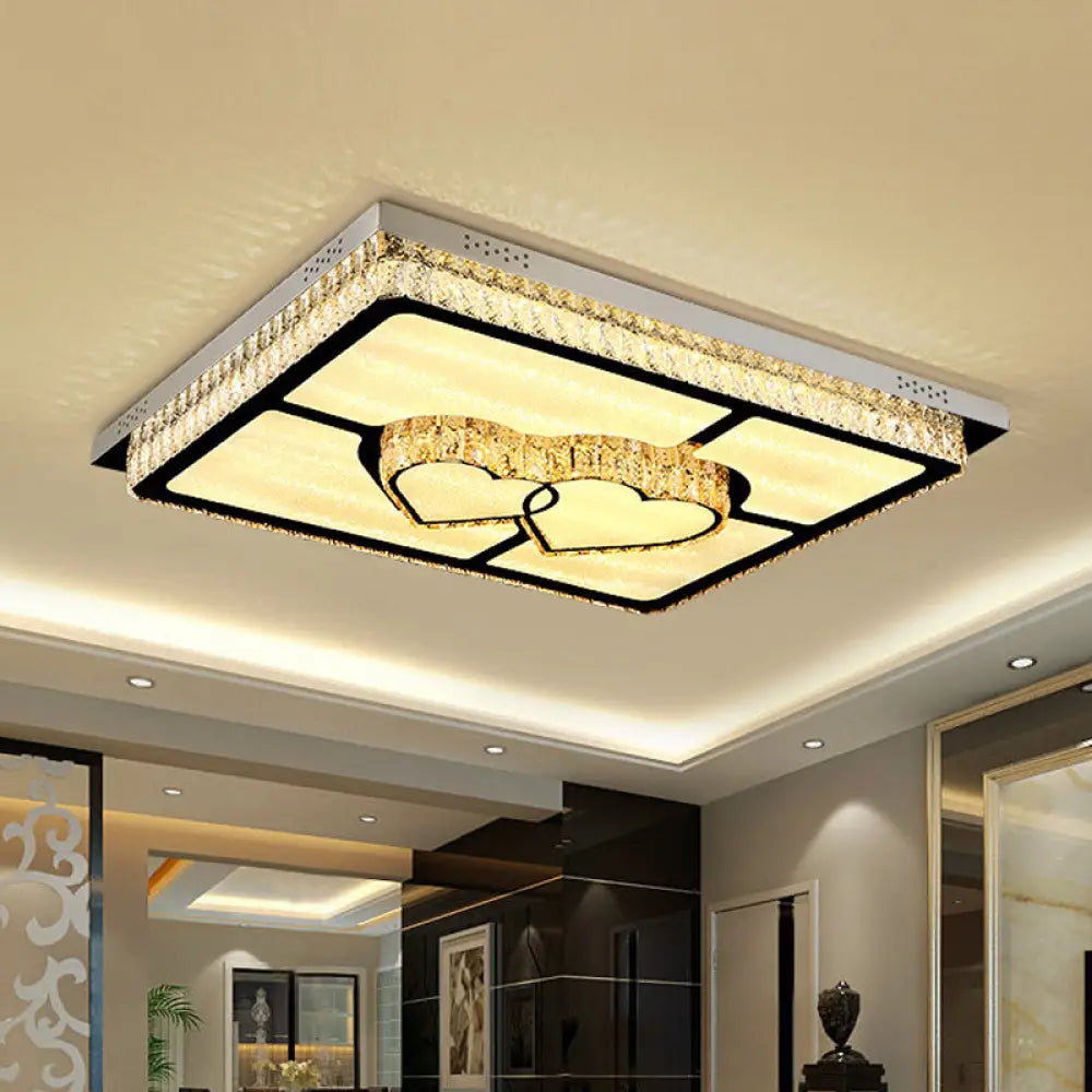 Led Flush Mount Ceiling Lamp With Clear Crystal Stainless Steel Frame - Ideal For Living Room