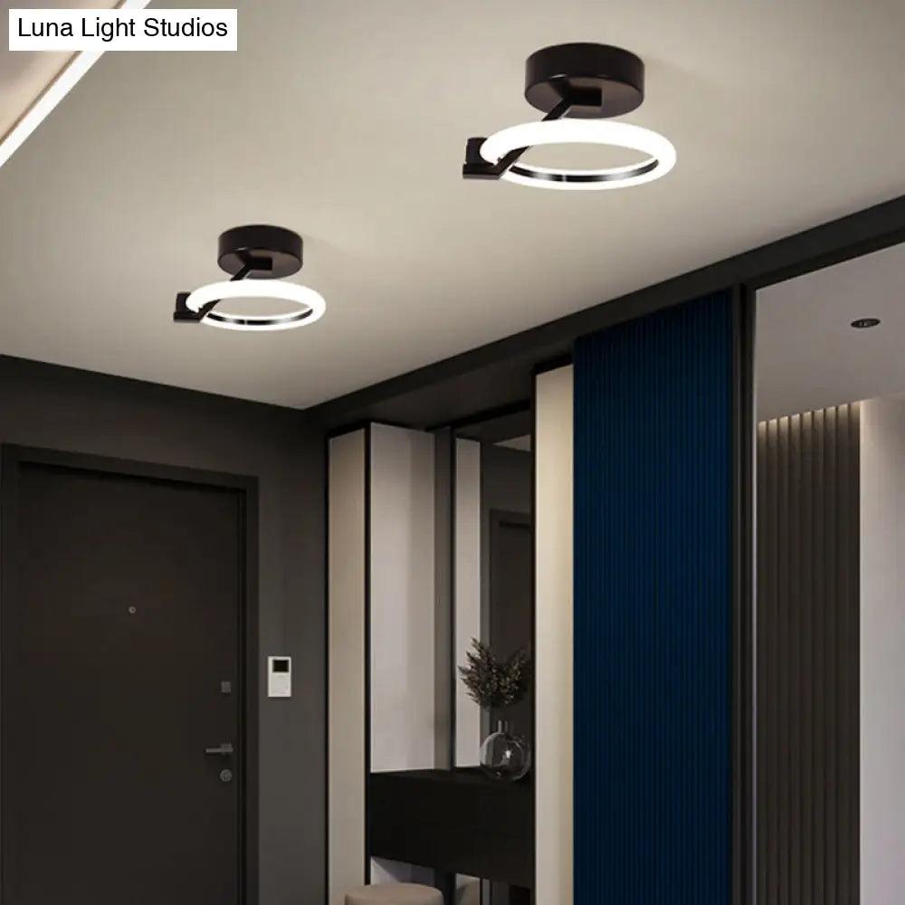 Simplicity Led Ceiling Flush Light For Corridor - Acrylic Semi Mount Design