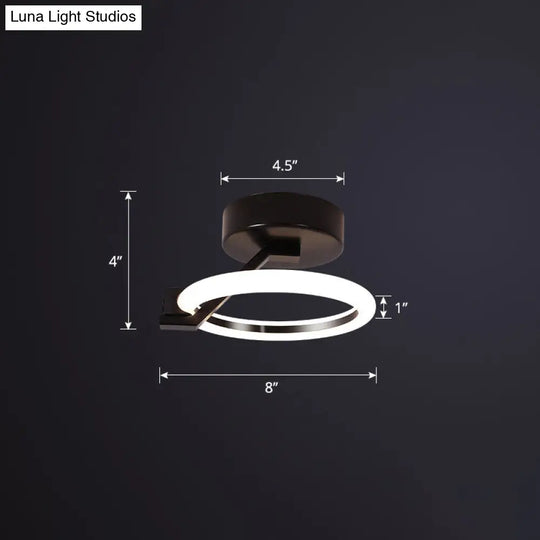 Simplicity Led Ceiling Flush Light For Corridor - Acrylic Semi Mount Design Black / White