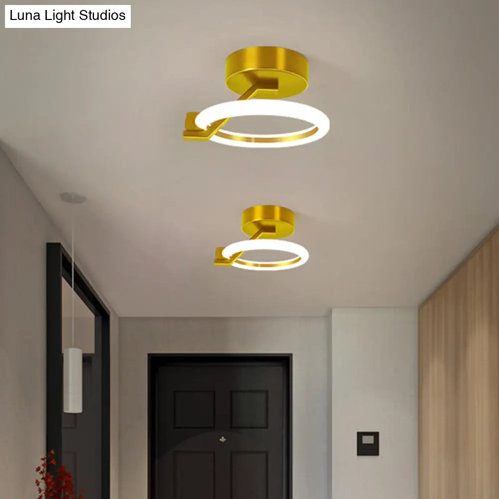 Simplicity Led Ceiling Flush Light For Corridor - Acrylic Semi Mount Design