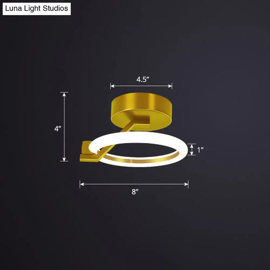 Simplicity Led Ceiling Flush Light For Corridor - Acrylic Semi Mount Design Gold / Warm