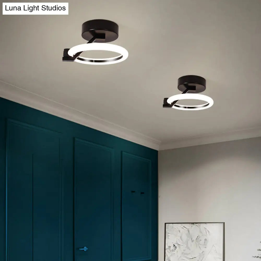 Led Flush Mount Ceiling Light: Acrylic Semi-Mount Fixture For Corridor - Simplicity And Style