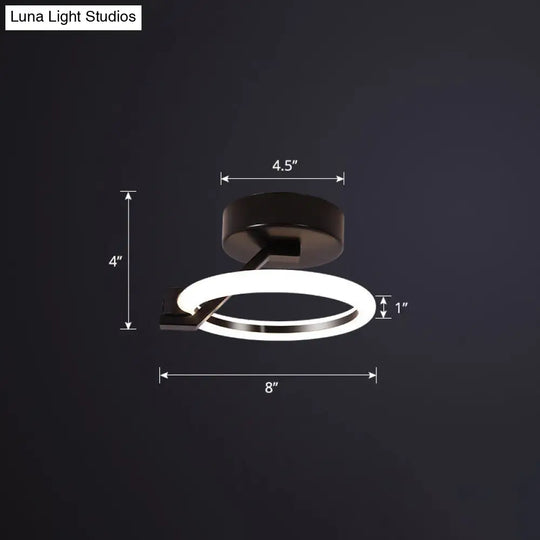 Simplicity Led Ceiling Flush Light For Corridor - Acrylic Semi Mount Design Black / Warm