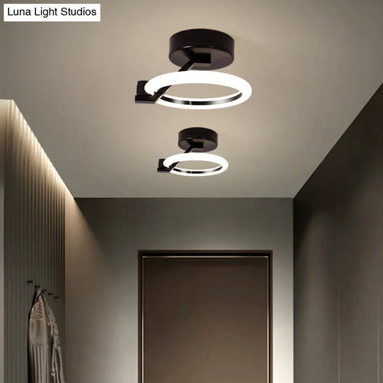 Simplicity Led Ceiling Flush Light For Corridor - Acrylic Semi Mount Design