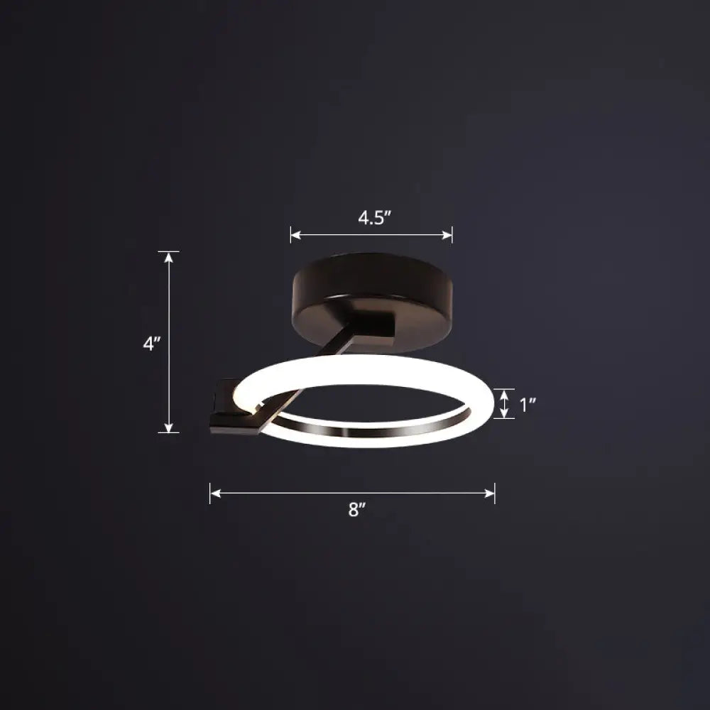 Led Flush Mount Ceiling Light: Acrylic Semi-Mount Fixture For Corridor - Simplicity And Style Black