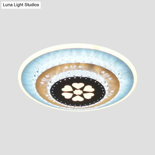 Led Flush Mount Ceiling Light - Crystal White Gardenia/Loving Heart/Windmill Design For Bedroom