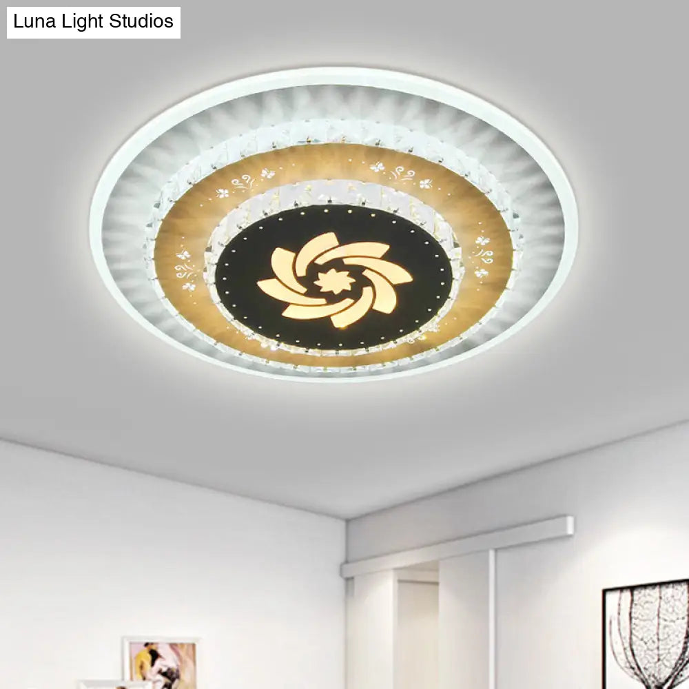 Led Flush Mount Ceiling Light - Crystal White Gardenia/Loving Heart/Windmill Design For Bedroom / C