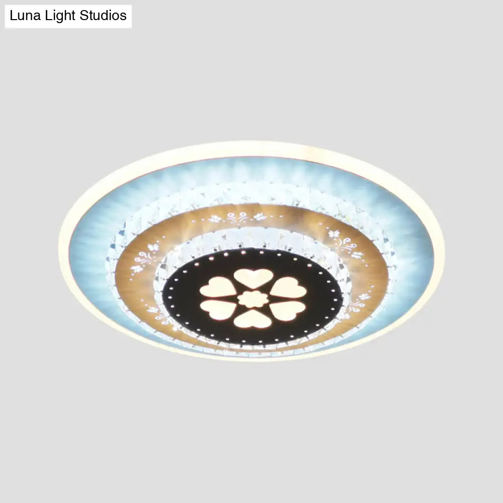 Led Flush Mount Ceiling Light - Crystal White Gardenia/Loving Heart/Windmill Design For Bedroom