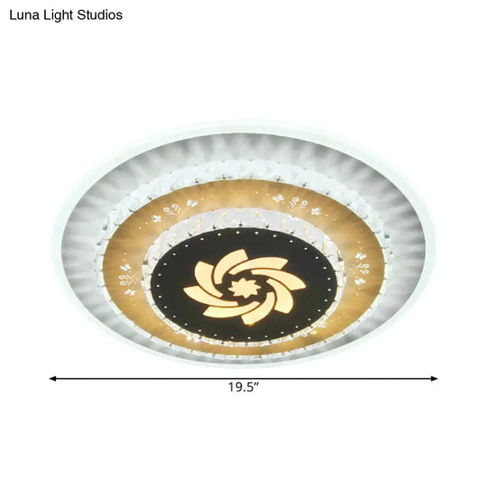 Led Flush Mount Ceiling Light - Crystal White Gardenia/Loving Heart/Windmill Design For Bedroom