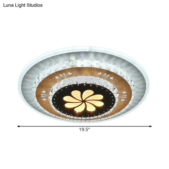 Led Flush Mount Ceiling Light - Crystal White Gardenia/Loving Heart/Windmill Design For Bedroom