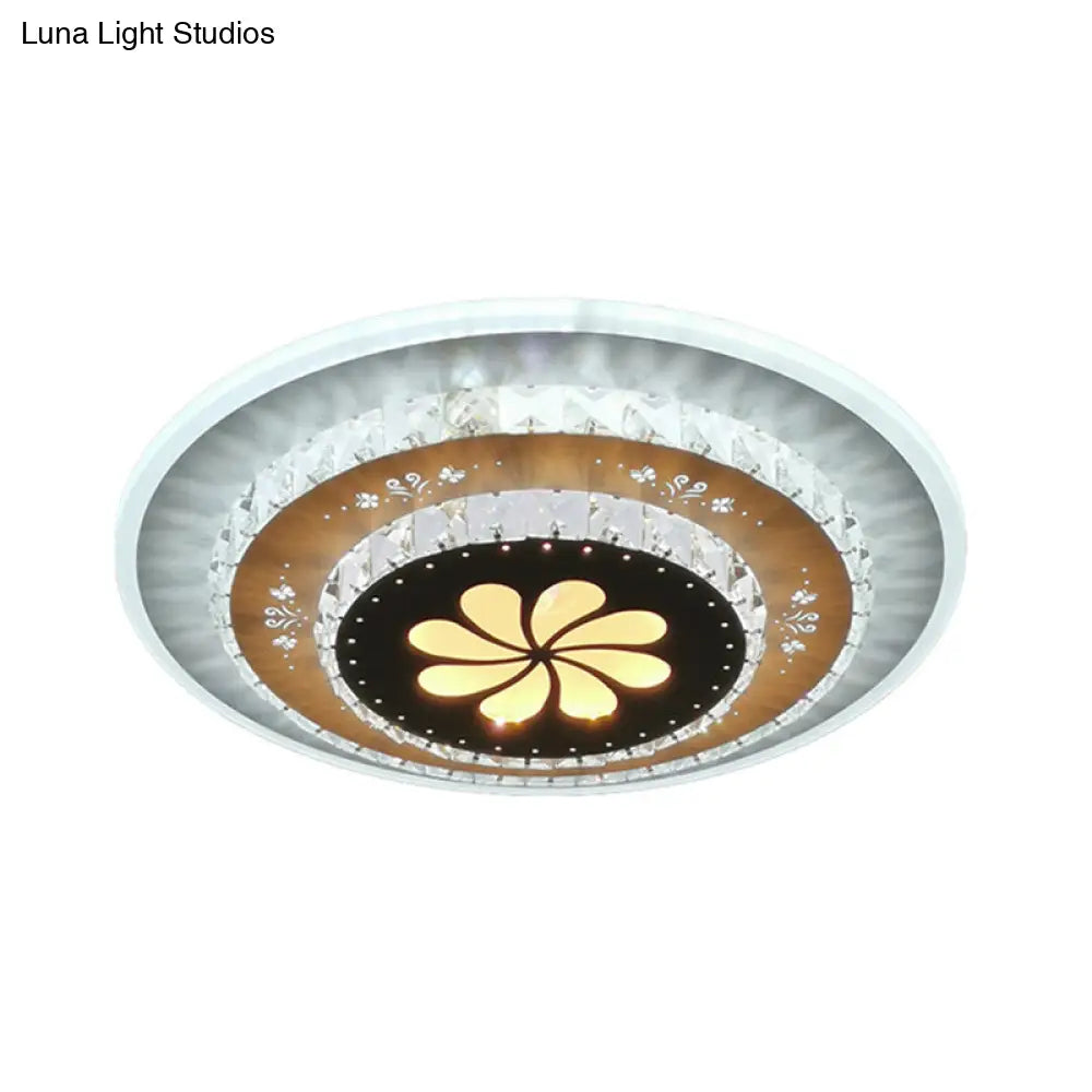 Led Flush Mount Ceiling Light - Crystal White Gardenia/Loving Heart/Windmill Design For Bedroom