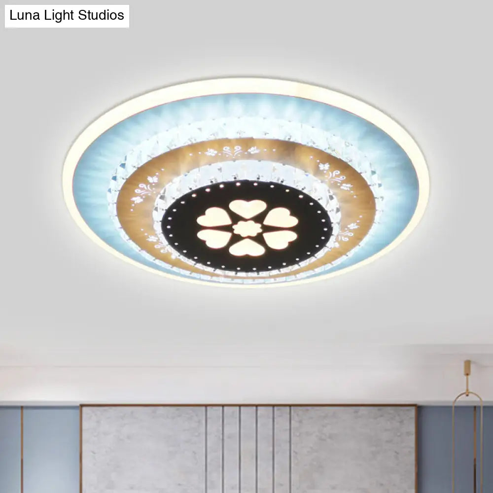 Led Flush Mount Ceiling Light - Crystal White Gardenia/Loving Heart/Windmill Design For Bedroom / B