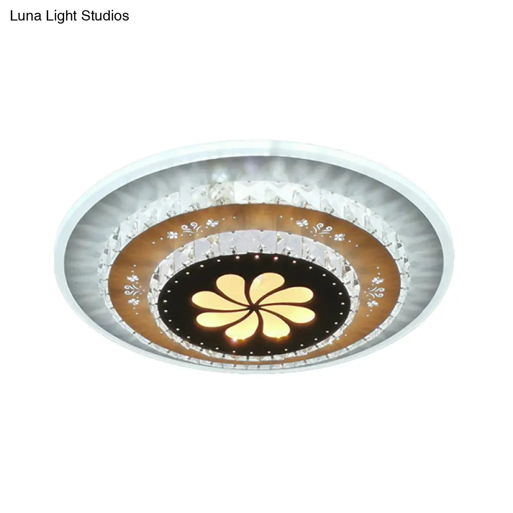 Led Flush Mount Ceiling Light - Crystal White Gardenia/Loving Heart/Windmill Design For Bedroom