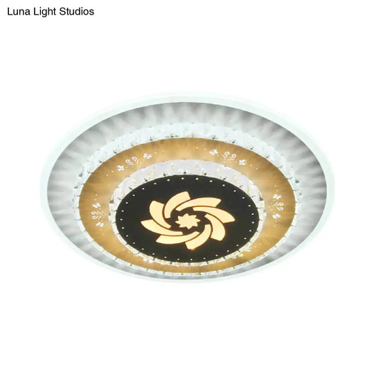 Led Flush Mount Ceiling Light - Crystal White Gardenia/Loving Heart/Windmill Design For Bedroom