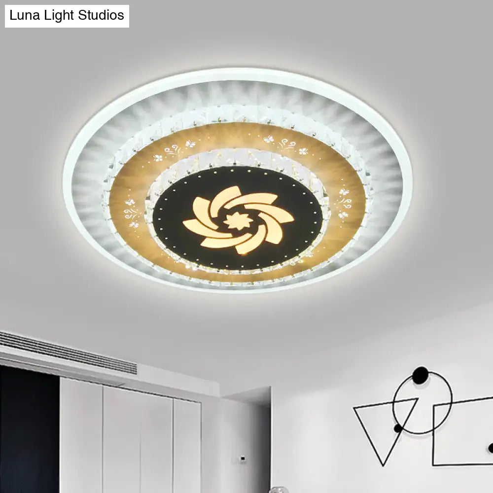 Led Flush Mount Ceiling Light - Crystal White Gardenia/Loving Heart/Windmill Design For Bedroom