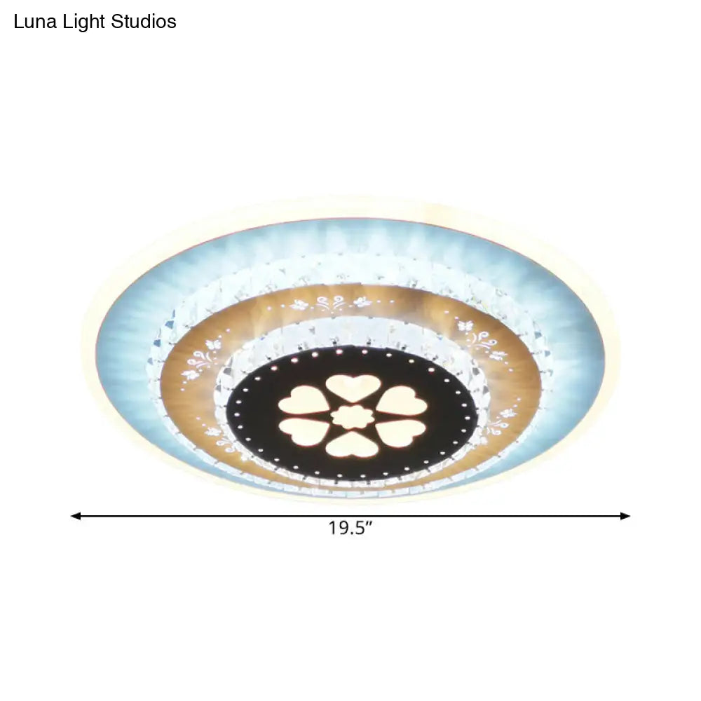 Led Flush Mount Ceiling Light - Crystal White Gardenia/Loving Heart/Windmill Design For Bedroom