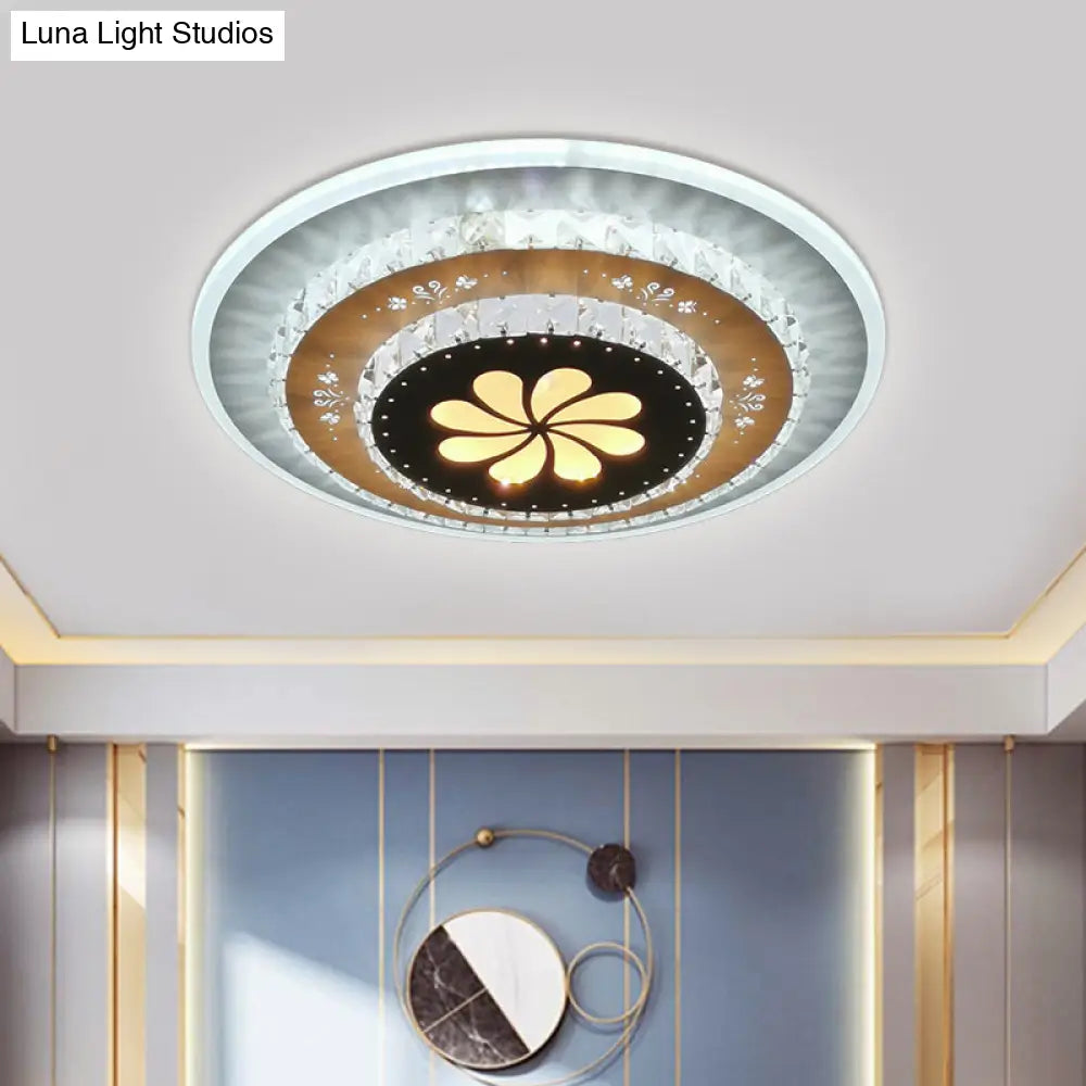 Led Flush Mount Ceiling Light - Crystal White Gardenia/Loving Heart/Windmill Design For Bedroom