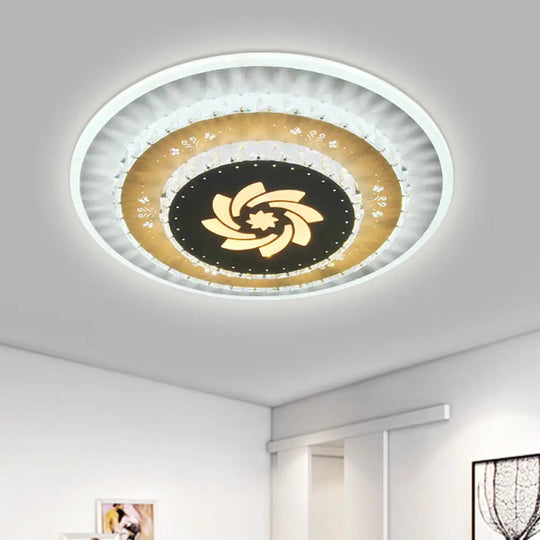 Led Flush Mount Ceiling Light - Crystal White Gardenia/Loving Heart/Windmill Design For Bedroom / C