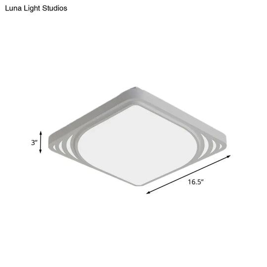 Led Flush Mount Ceiling Light Fixture - Square Design White Shade Warm/White 16.5/20.5 Wide