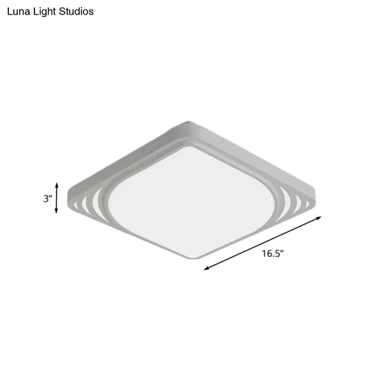 Led Flush Mount Ceiling Light Fixture - Square Design White Shade Warm/White 16.5’/20.5’ Wide