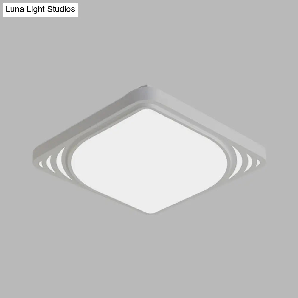 Led Flush Mount Ceiling Light Fixture - Square Design White Shade Warm/White 16.5’/20.5’ Wide