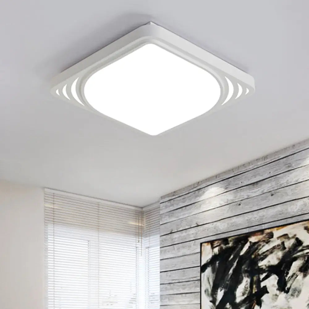 Led Flush Mount Ceiling Light Fixture - Square Design White Shade Warm/White 16.5’/20.5’ Wide /