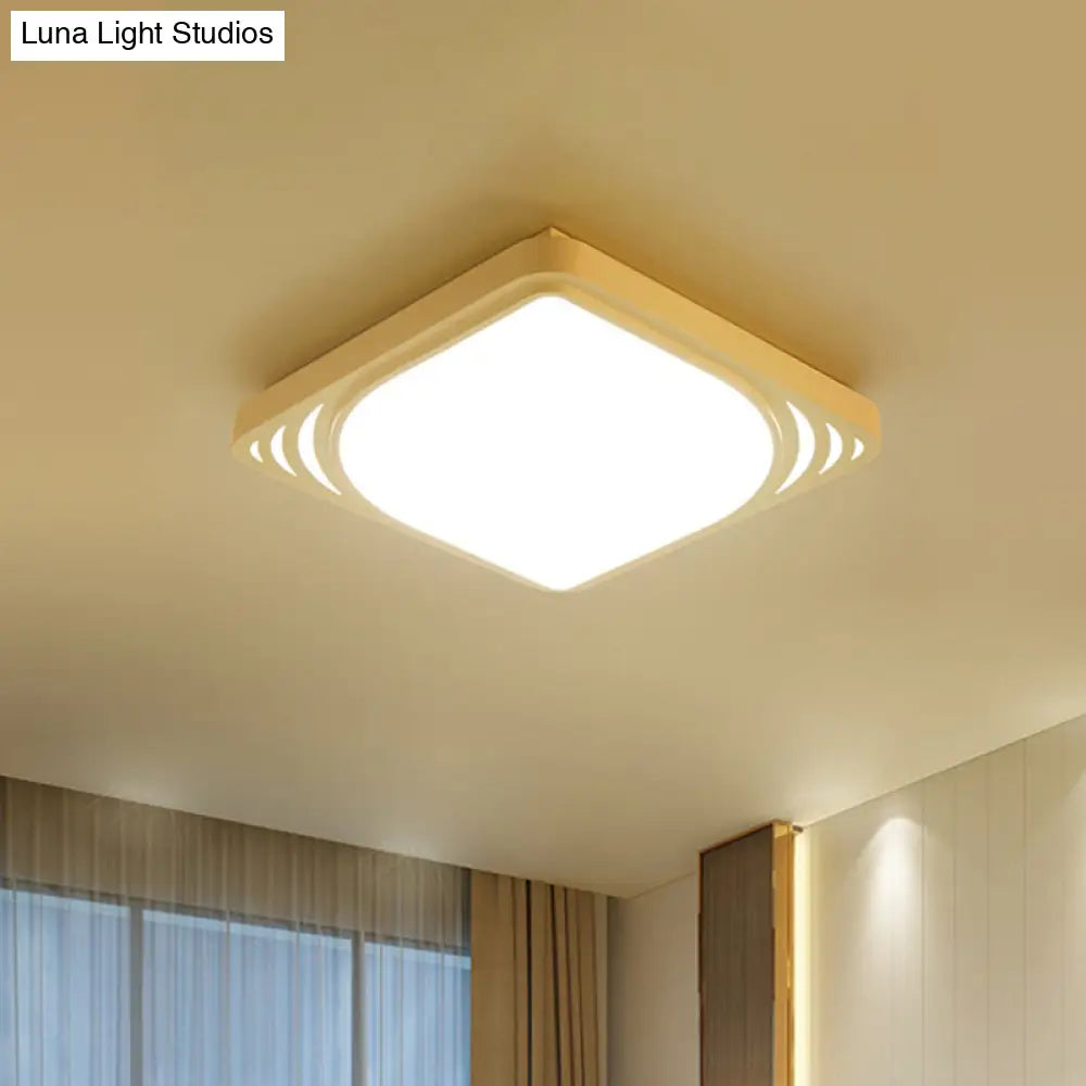 Led Flush Mount Ceiling Light Fixture - Square Design White Shade Warm/White 16.5’/20.5’ Wide