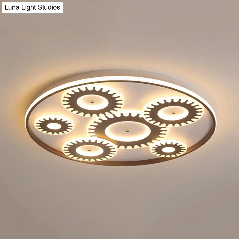 Led Flush Mount Ceiling Light In Contemporary White Acrylic Design For Kid’s Room Or Balcony