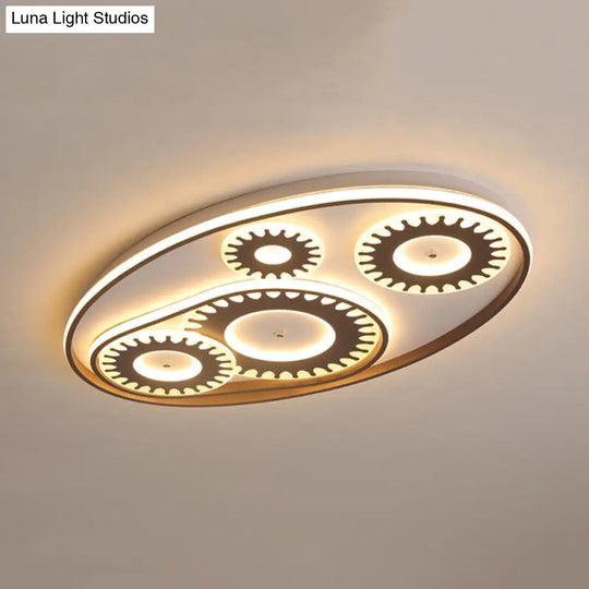 Led Flush Mount Ceiling Light In Contemporary White Acrylic Design For Kids Room Or Balcony