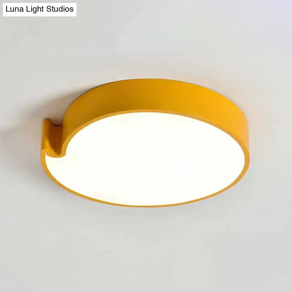 Led Flush Mount Ceiling Light With Minimalist Acrylic Shade And Blue/Yellow Finish