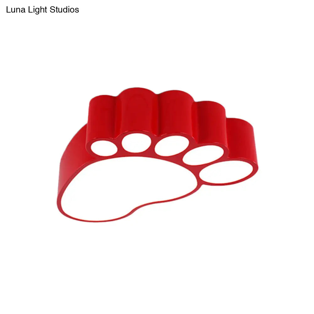 Led Flush Mount Lamp With Acrylic Footstep Design Ideal For Kindergarten In Red/Yellow/Blue