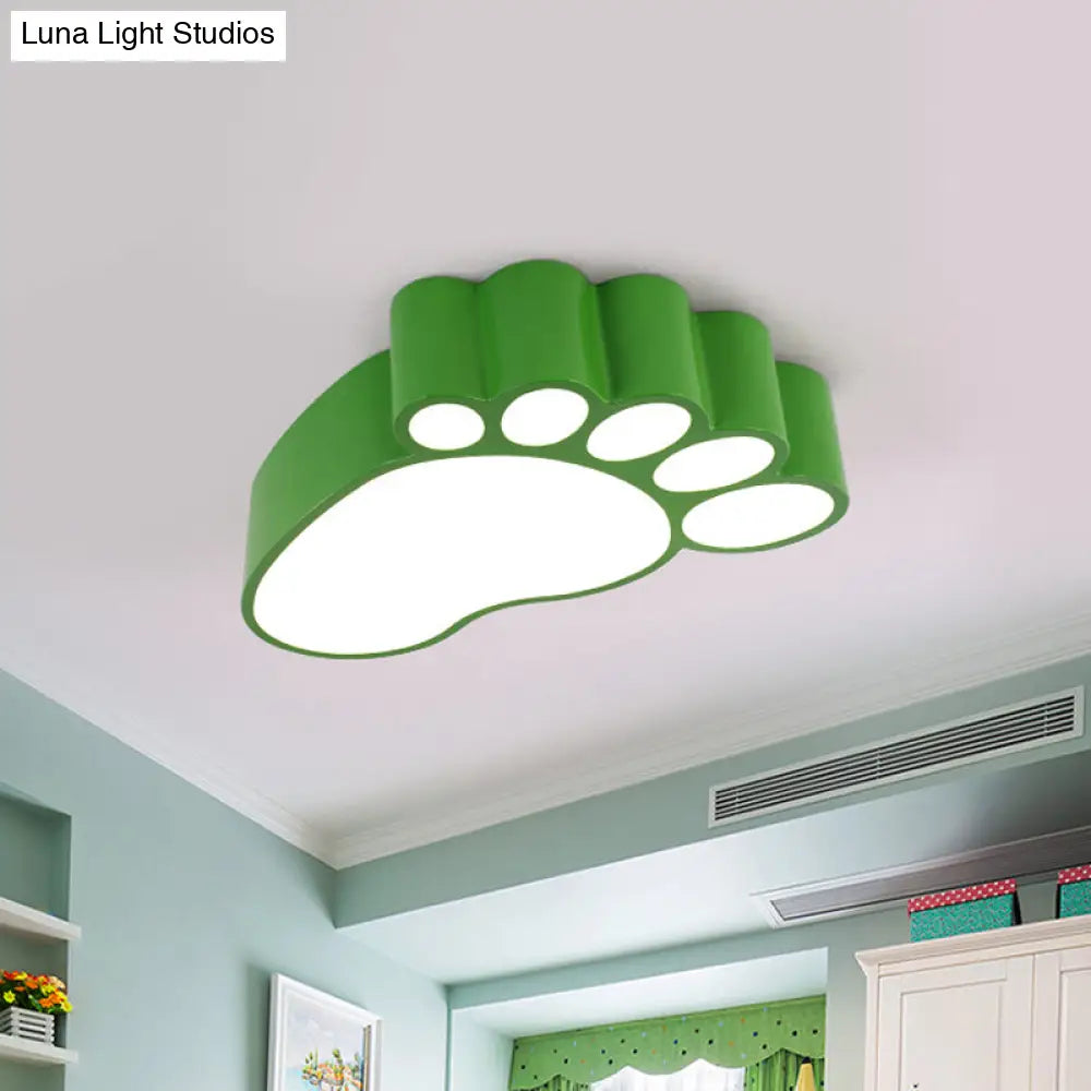 Led Flush Mount Lamp With Acrylic Footstep Design Ideal For Kindergarten In Red/Yellow/Blue