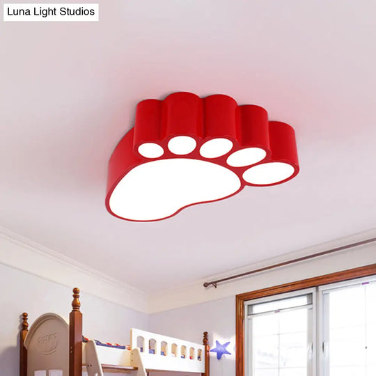 Led Flush Mount Lamp With Acrylic Footstep Design Ideal For Kindergarten In Red/Yellow/Blue