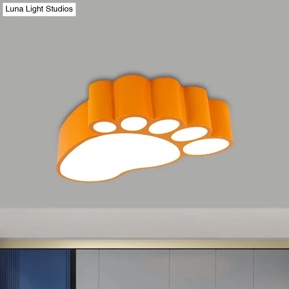 Led Flush Mount Lamp With Acrylic Footstep Design Ideal For Kindergarten In Red/Yellow/Blue