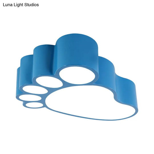 Led Flush Mount Lamp With Acrylic Footstep Design Ideal For Kindergarten In Red/Yellow/Blue