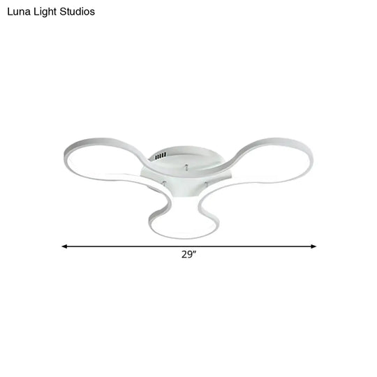 Led Flush Mount Light In Cool Fidget Spinner Shape For Boys Room - 23/29 Width Metal White