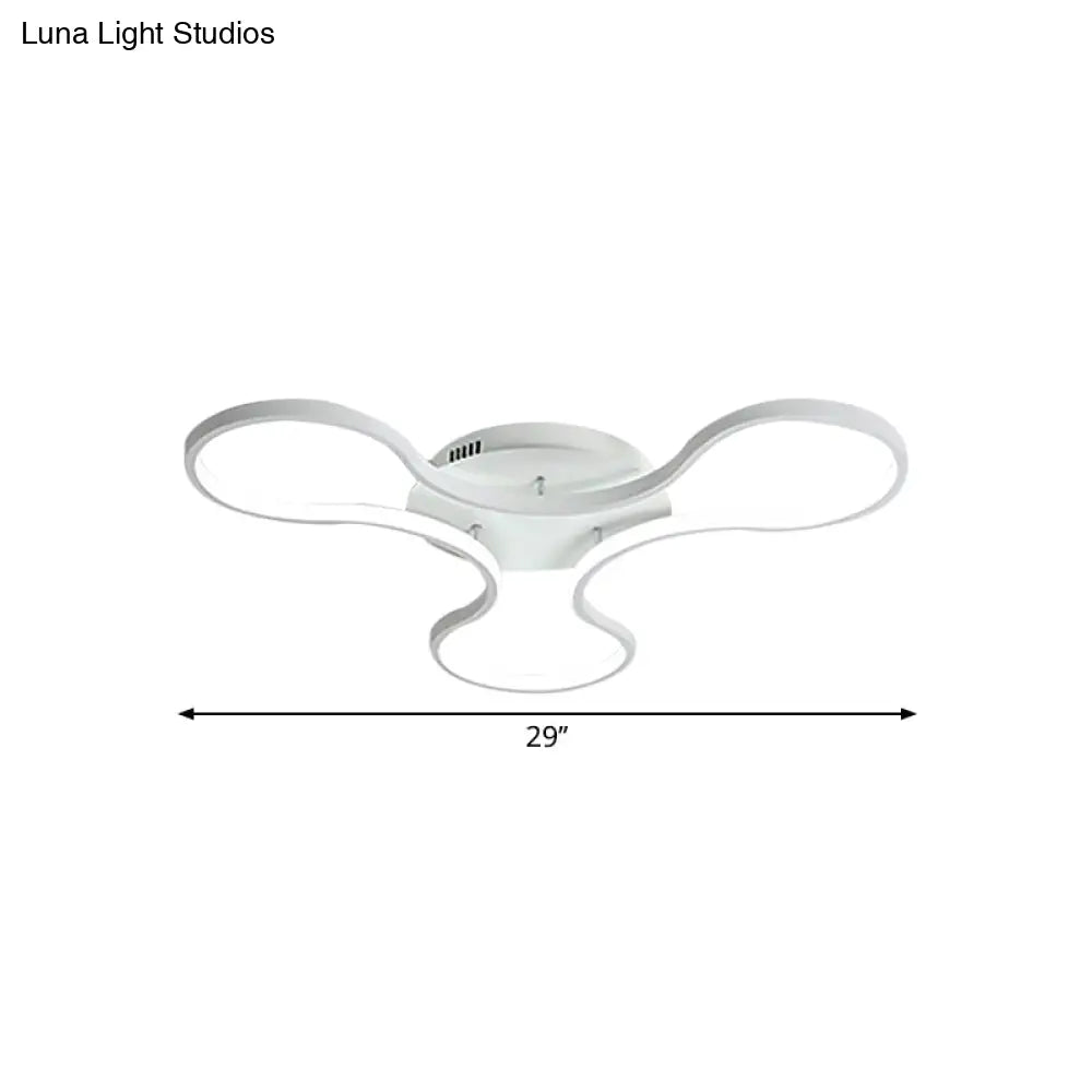 Led Flush Mount Light In Cool Fidget Spinner Shape For Boys Room - 23’/29’ Width Metal White