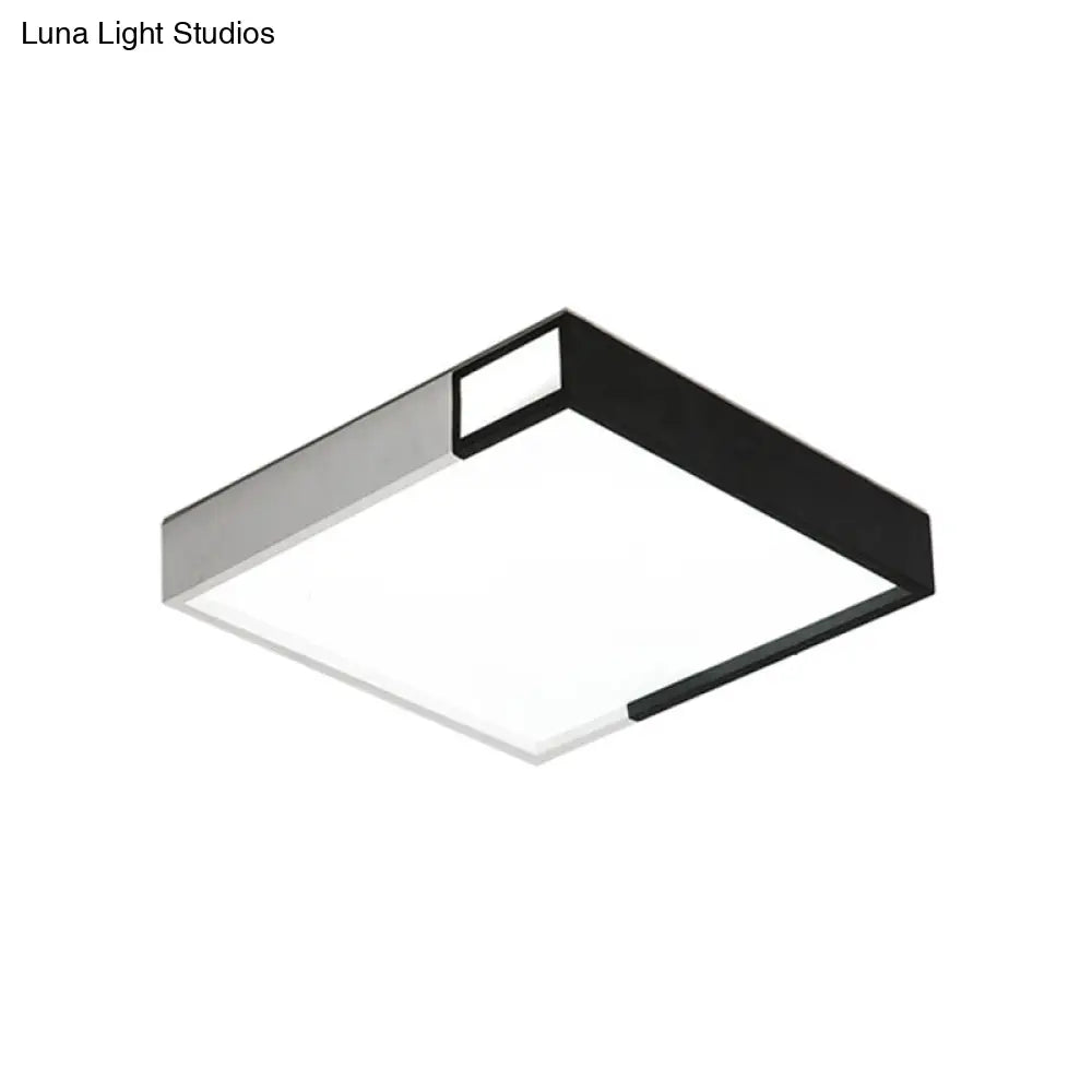 Led Flush Mount Light In Simple Metal Black And White Quadrilateral Design