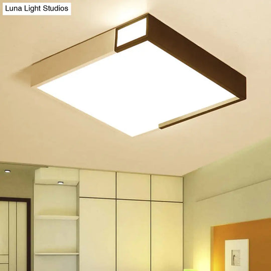 Led Flush Mount Light In Simple Metal Black And White Quadrilateral Design