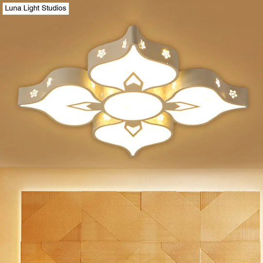 Led Flush Mount Light: White Blossom Ceiling Lamp For Living Room And Kids Spaces