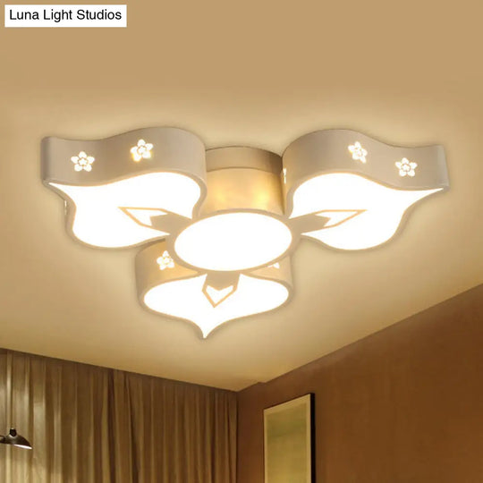 Led Flush Mount Light: White Blossom Ceiling Lamp For Living Room And Kids Spaces