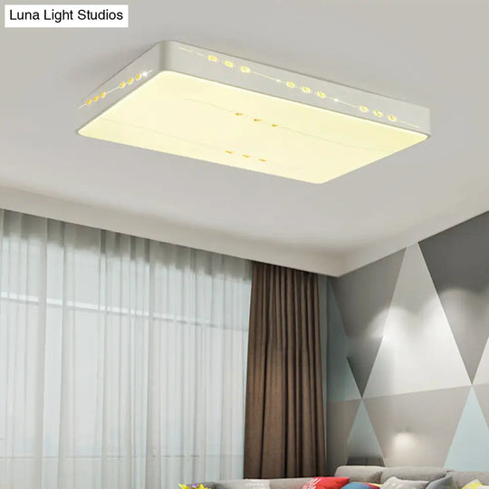 Led Flush Mount Light With Crystal Accent White Simple Style - Rectangle/Square/Round Design