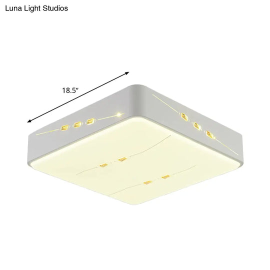 Led Flush Mount Light With Crystal Accent White Simple Style - Rectangle/Square/Round Design