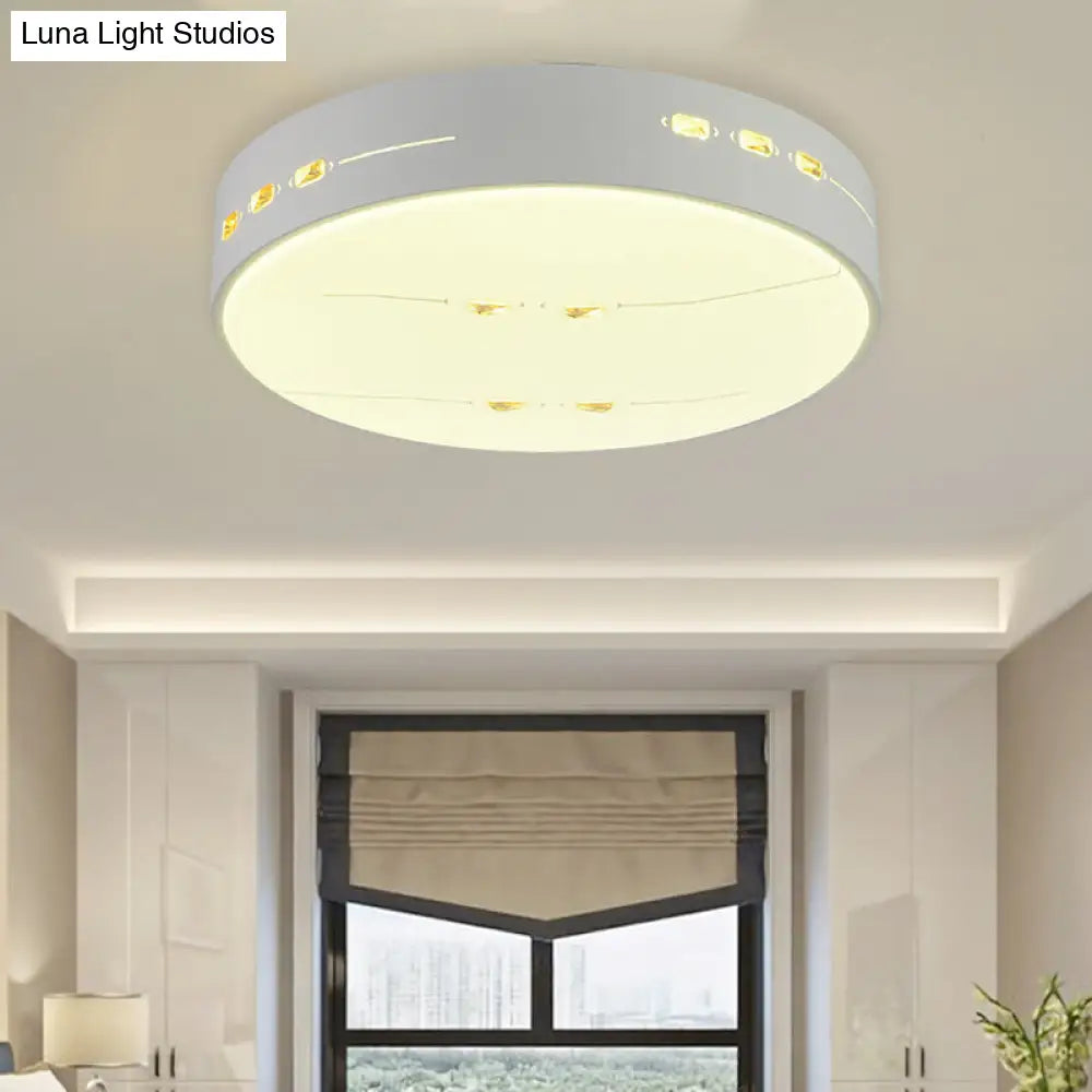 Led Flush Mount Light With Crystal Accent White Simple Style - Rectangle/Square/Round Design