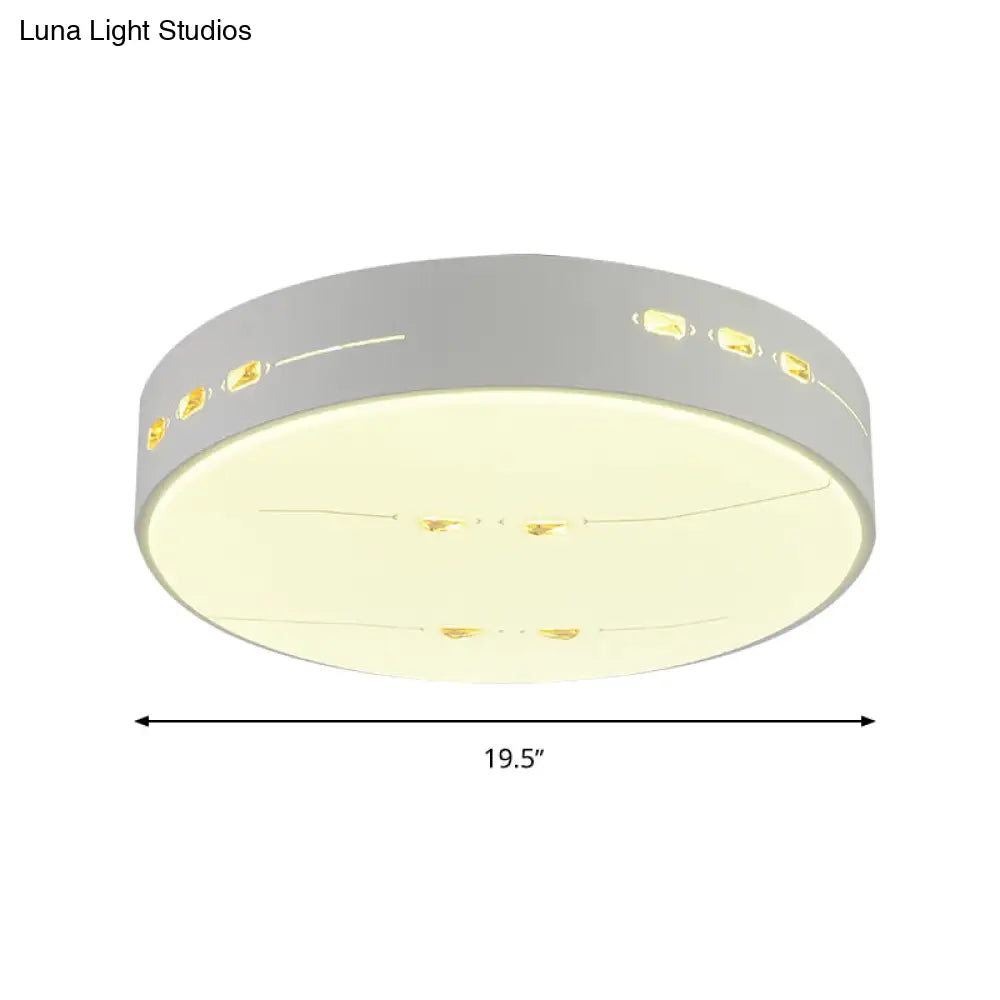 Led Flush Mount Light With Crystal Accent White Simple Style - Rectangle/Square/Round Design