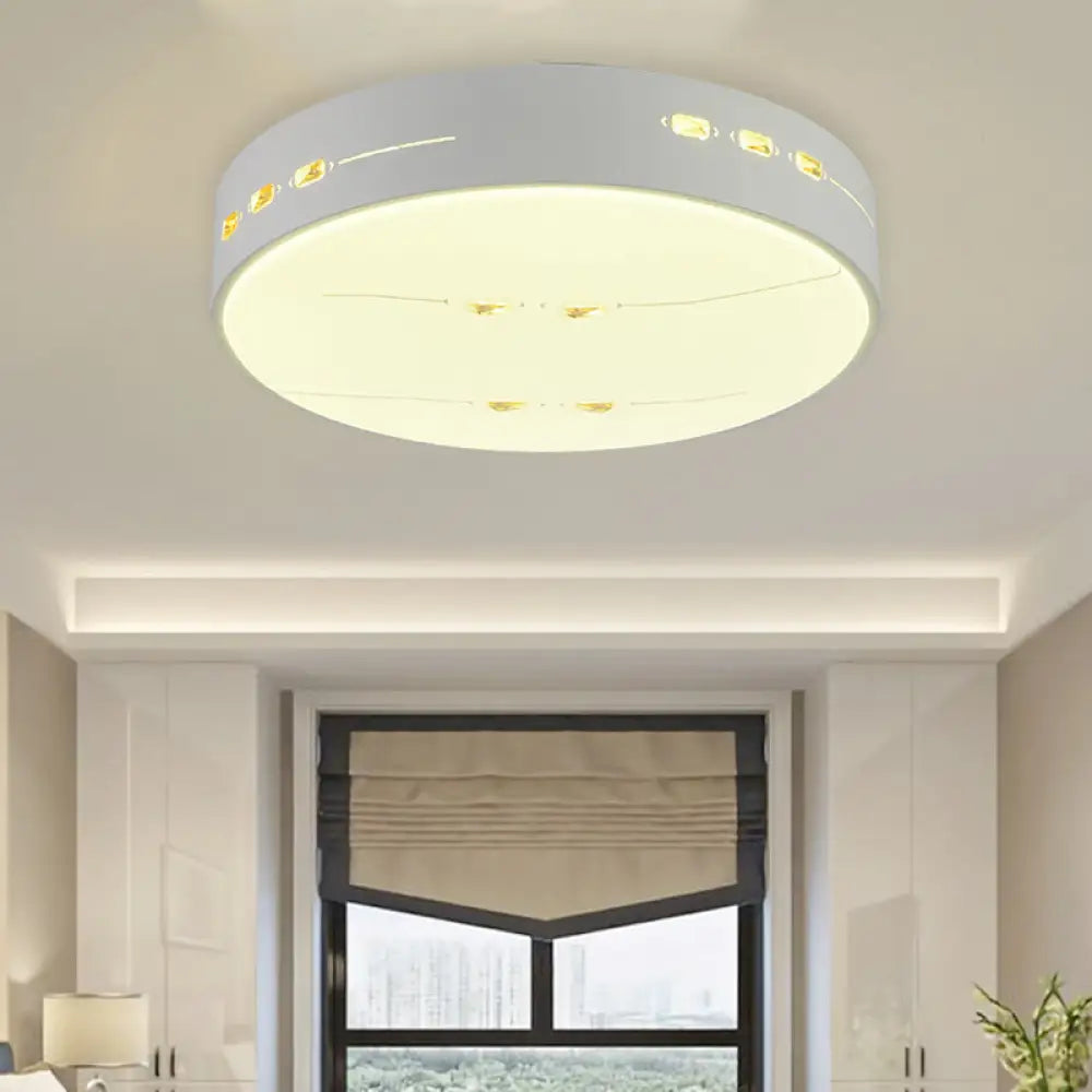 Led Flush Mount Light With Crystal Accent White Simple Style - Rectangle/Square/Round Design