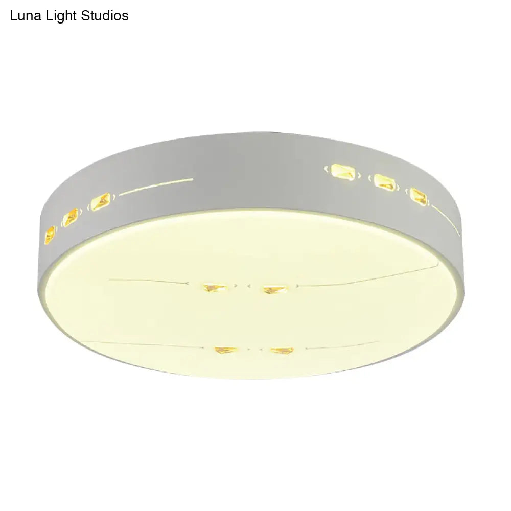 Led Flush Mount Light With Crystal Accent White Simple Style - Rectangle/Square/Round Design